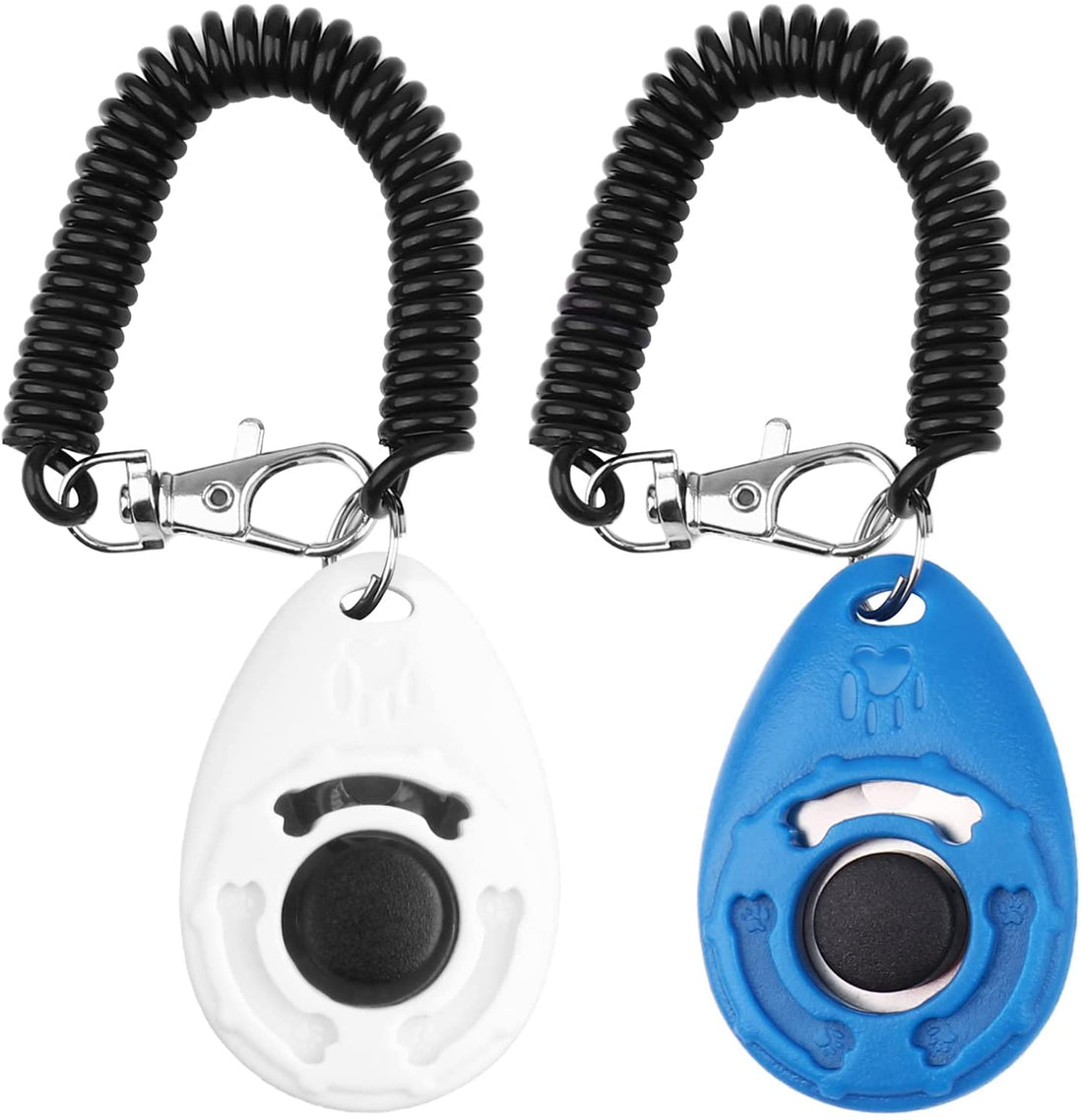OYEFLY Dog Training Clicker 2-Pack: With Wrist Strap, Lightweight, Blue and White