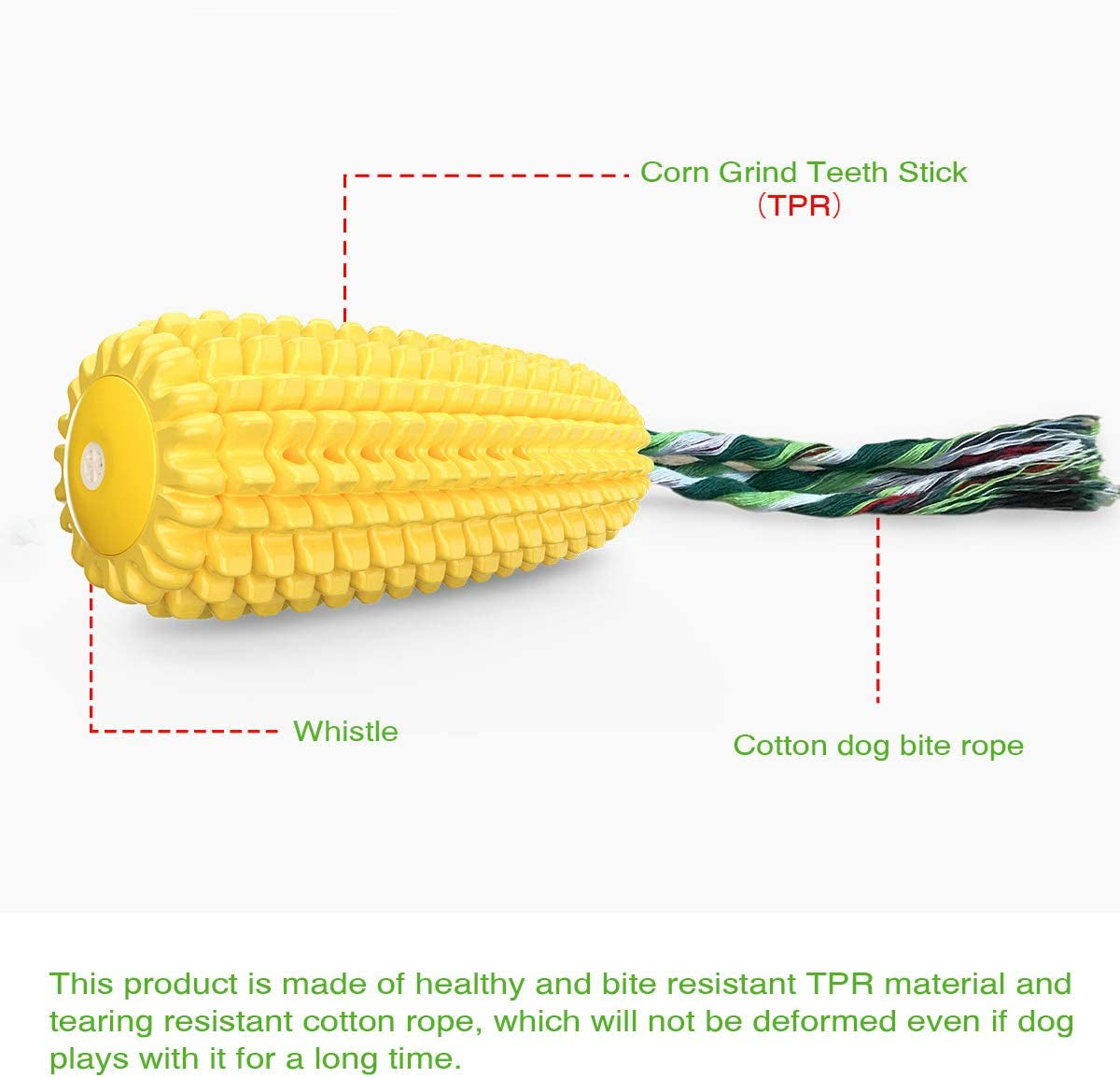 Carllg Tough Squeaky Dog Chew Toy: Durable, Interactive for All Dog Sizes, Corn Stick Design