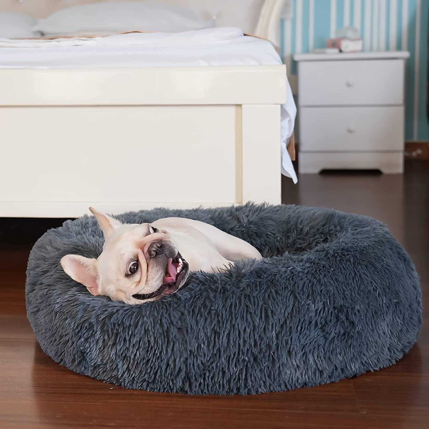 Small Calming Dog Bed - Anti-Anxiety, Washable, Fluffy, Waterproof, Anti-Slip Base