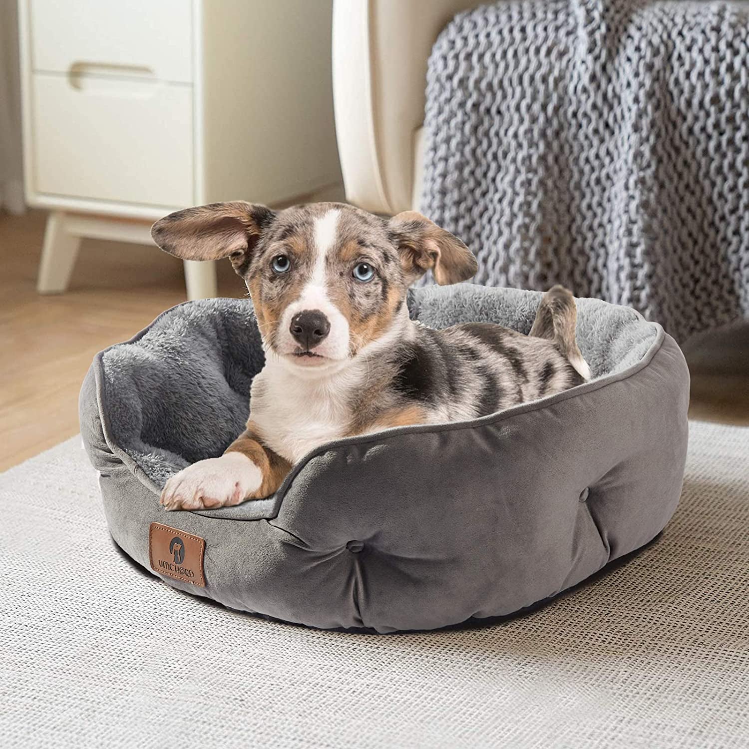 Multi-Pet Round Bed for Small Dogs: Extra Soft, Water-Resistant, Machine Washable, 20"