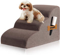 Romrol 4-Tier Dog Stairs: Non-Slip, Waterproof Fabric Cover, Ramp for Pets with Joint Issues, Grey