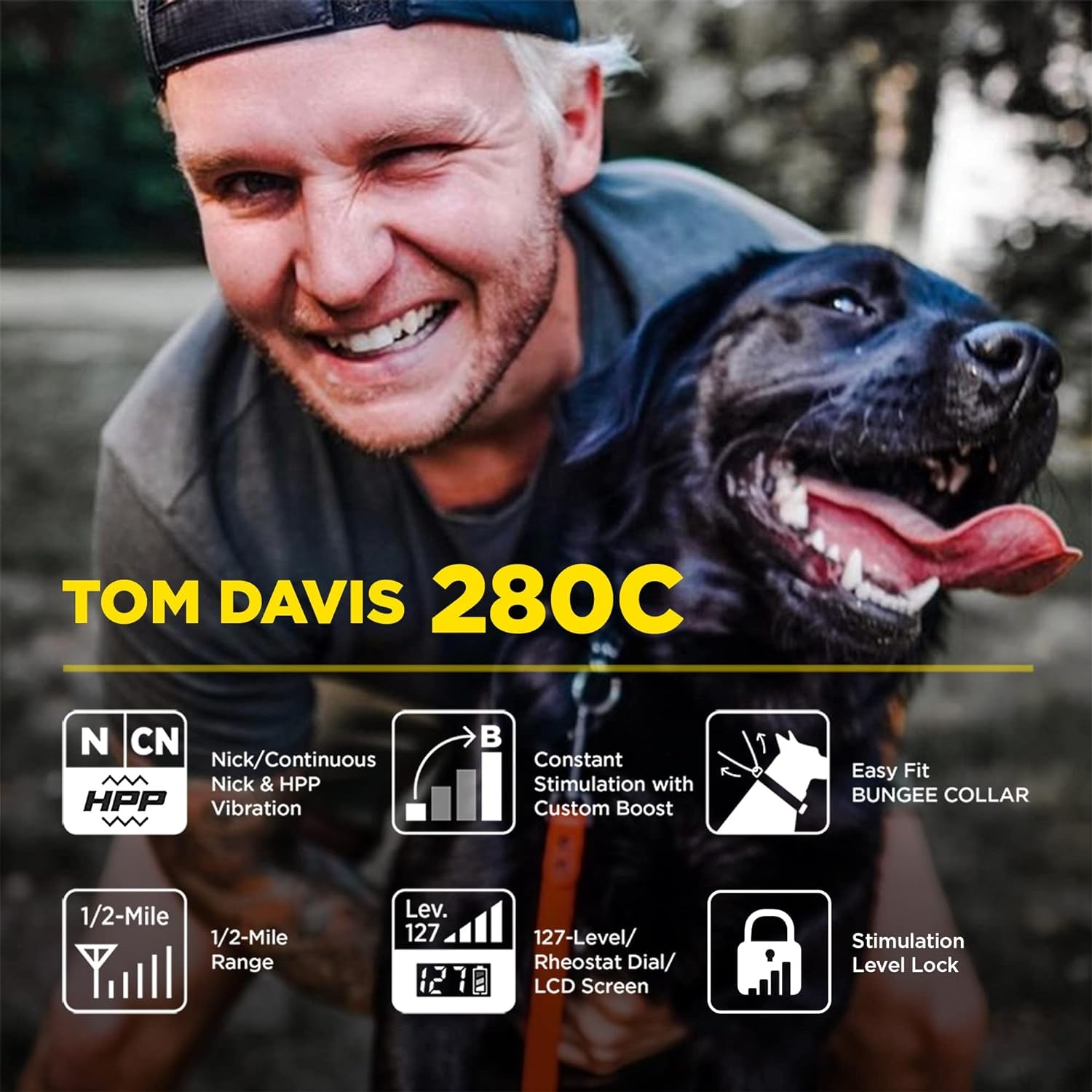 Dogtra Tom Davis 280C E-Collar, Waterproof, 1/2-Mile Range, 127 Levels with Boost & Lock - All Dog Sizes