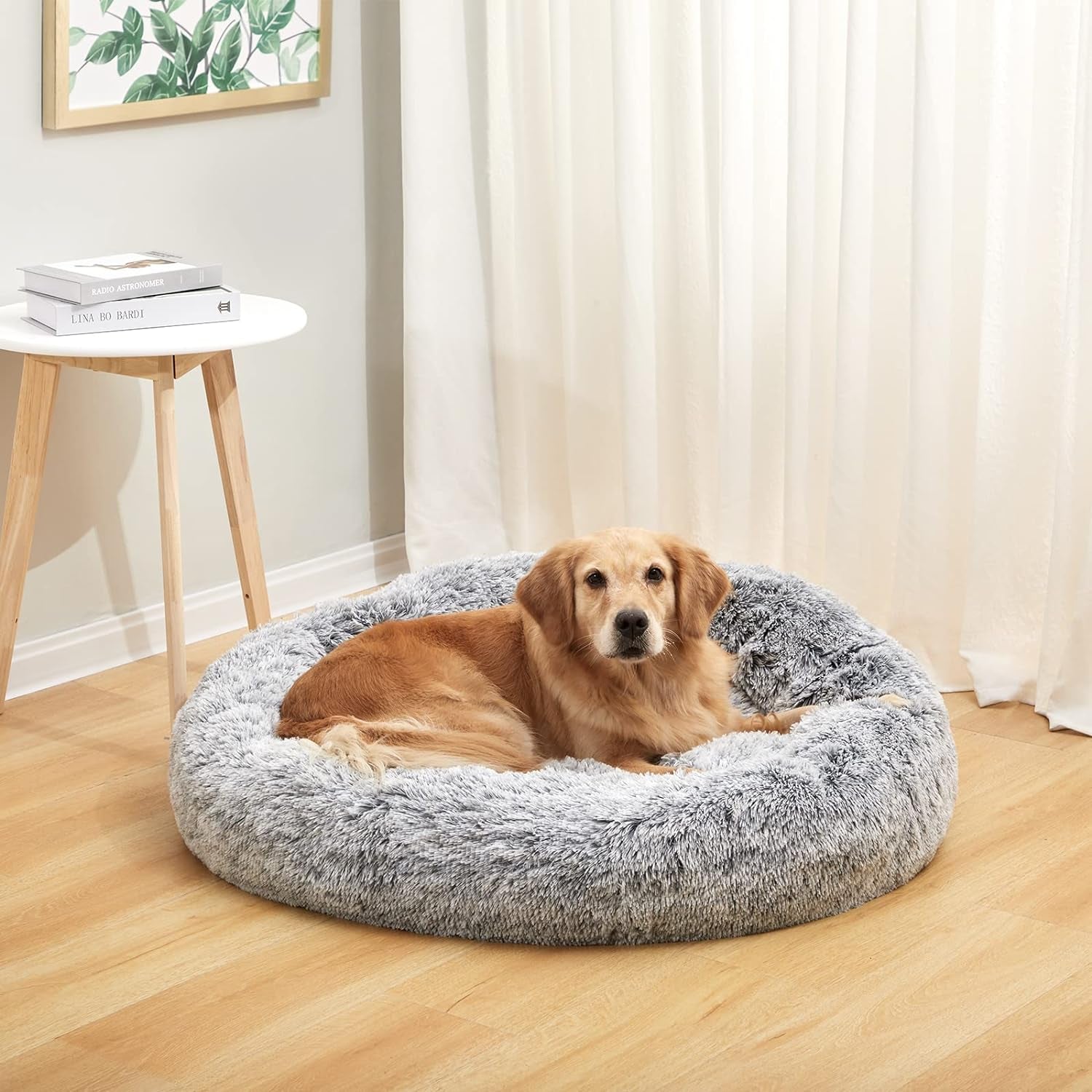 Calming Donut Dog Bed, 36" - Fluffy, Anti-Anxiety, Washable for Large Dogs - Various Colors & Sizes