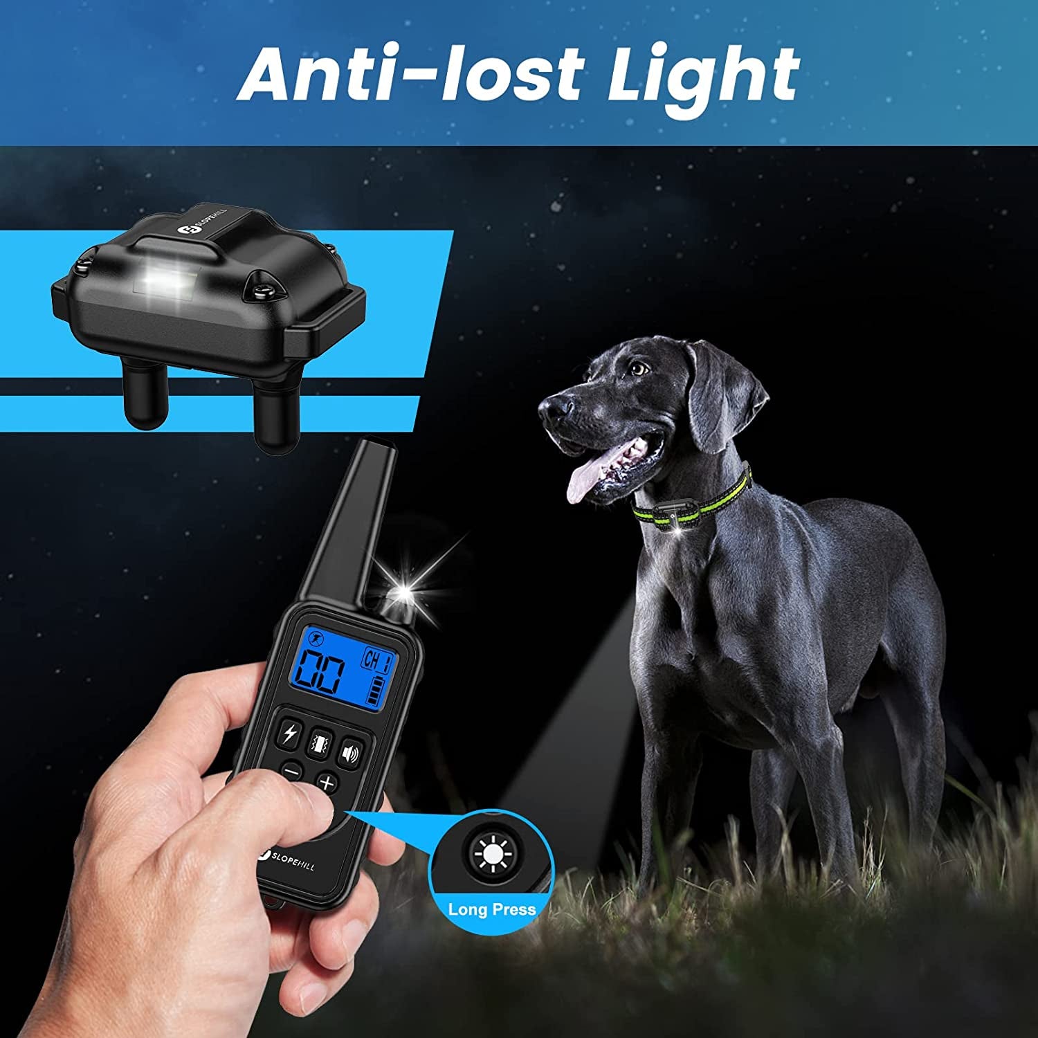 Multi-Mode Waterproof Dog Training Collar with Remote: Beep, Vibration, Shock, Light