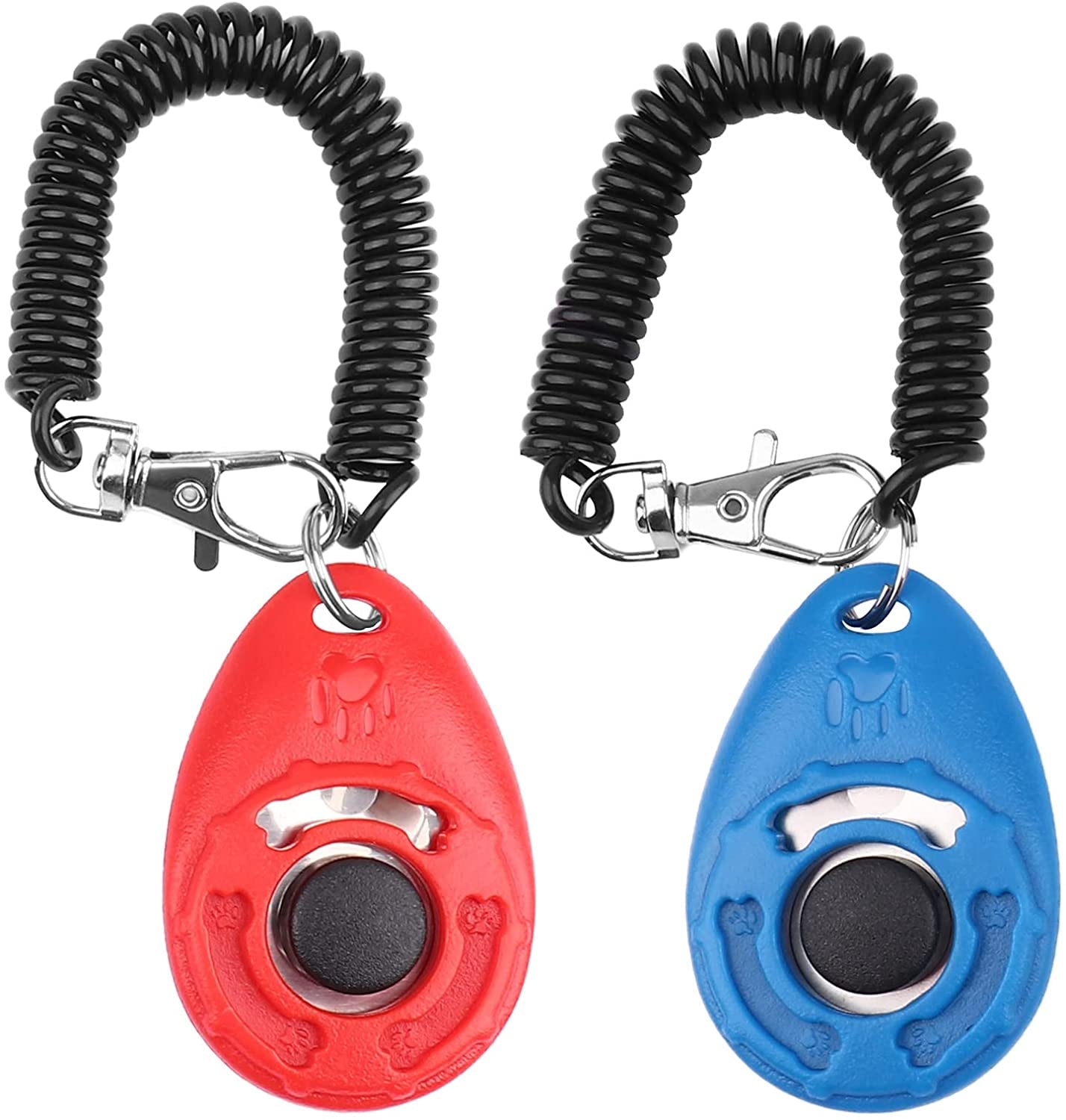 OYEFLY Dog Training Clicker 2-Pack: With Wrist Strap, Lightweight, Blue and White