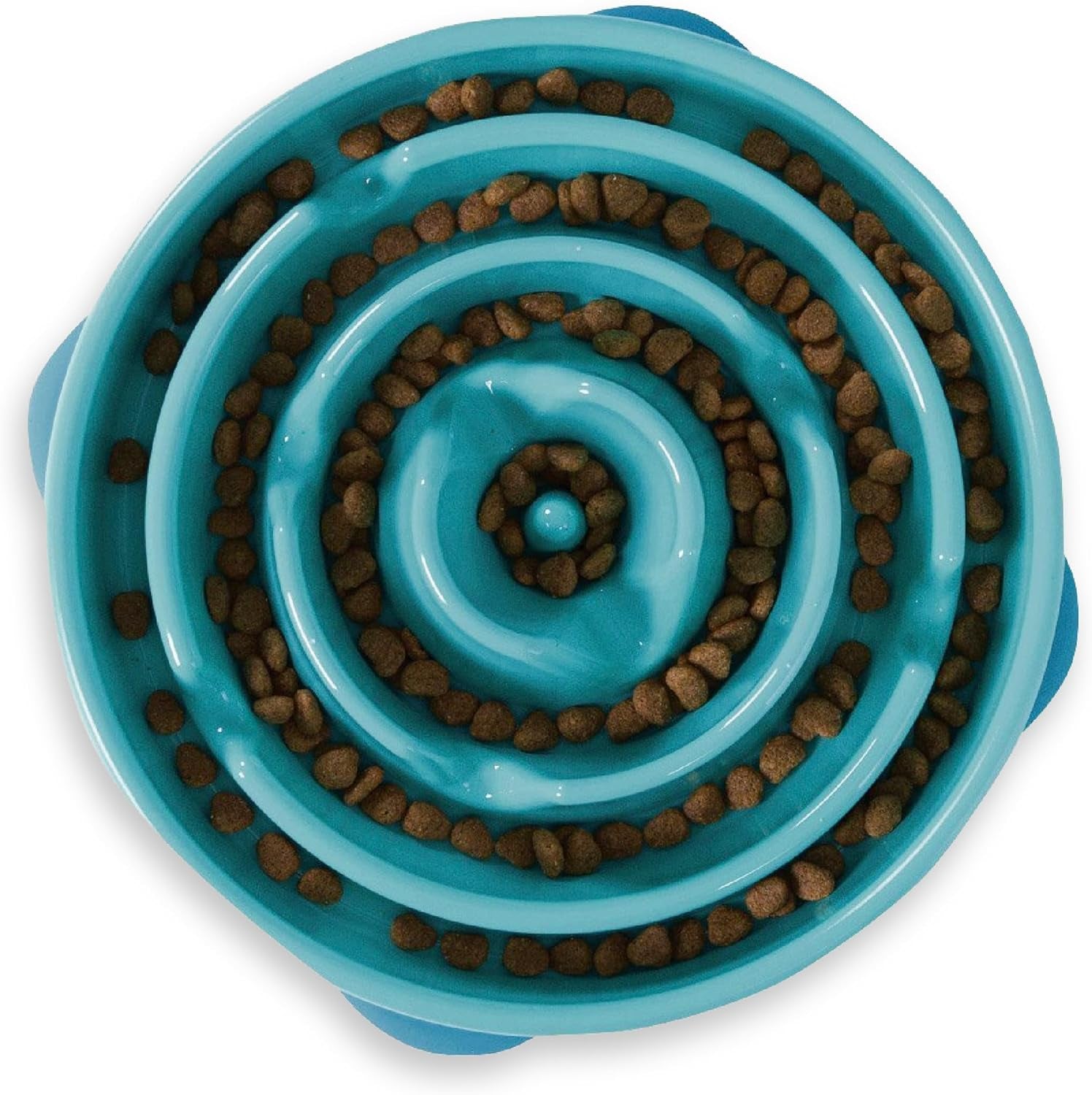 Outward Hound Fun Feeder Slo Bowl: Medium/Mini, Slow Feeder Dog Bowl, Turquoise