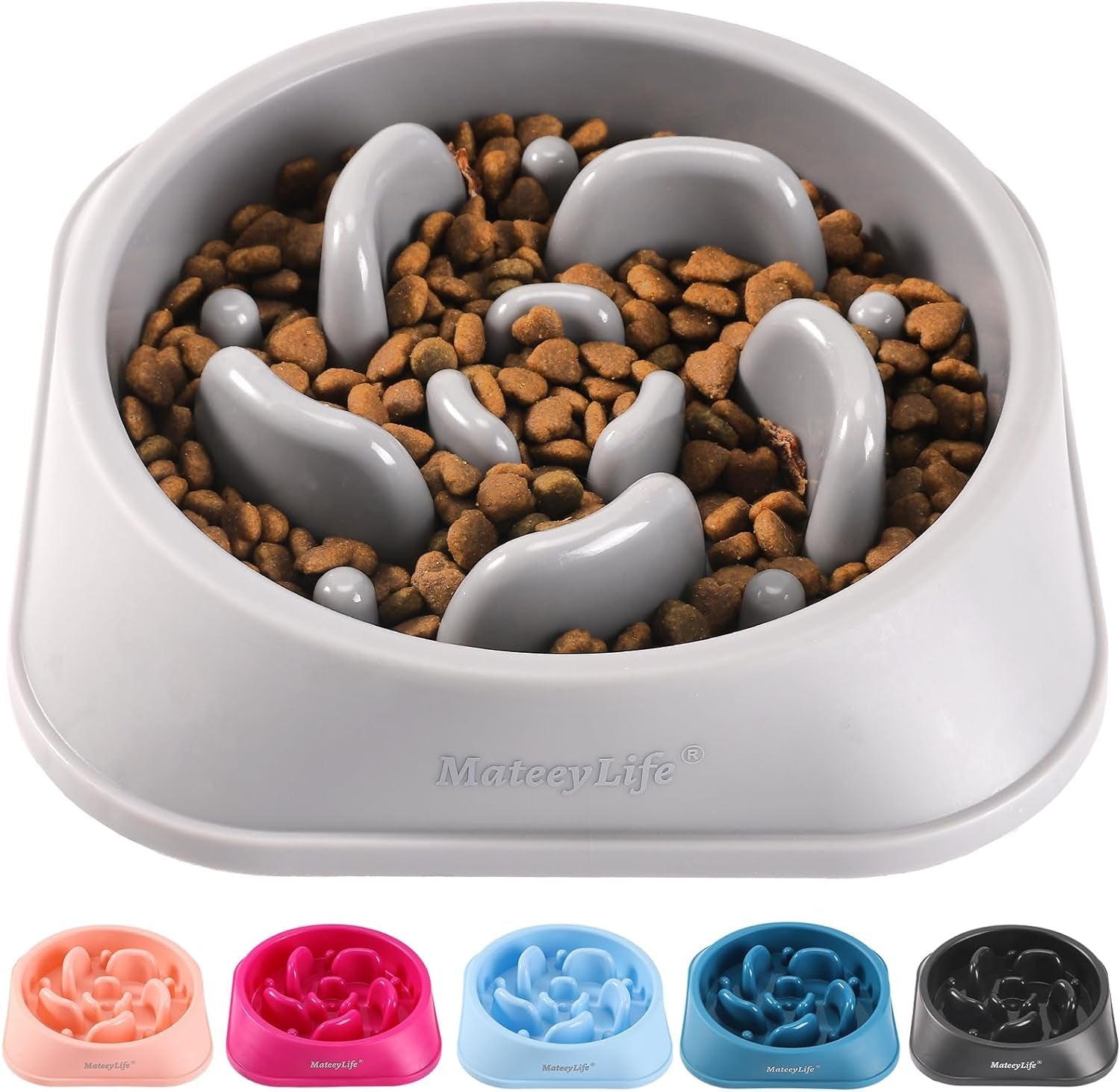 Mateeylife 1 or 2 Pieces, Slow Feeder Dog Bowls: Anti-Choking Puzzle Bowls - Various Colors