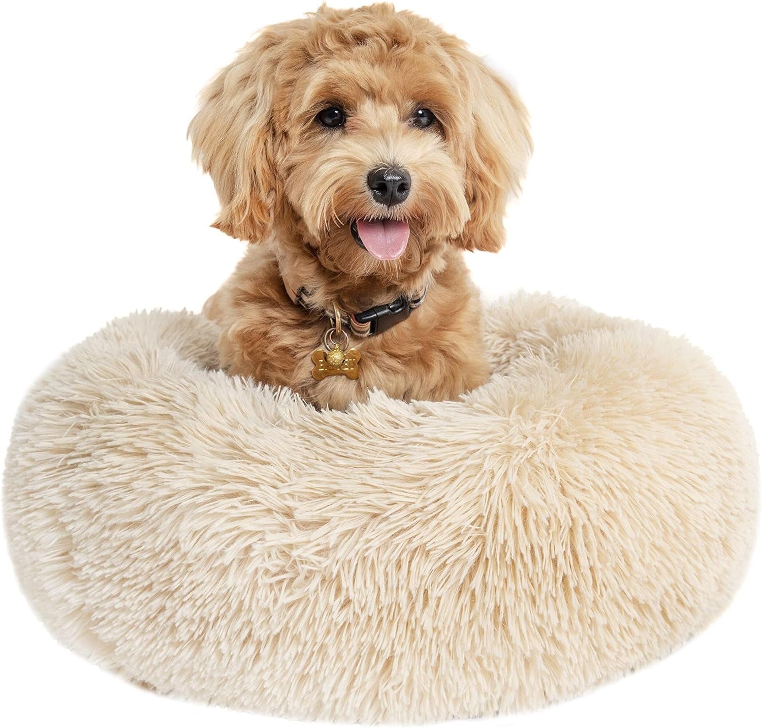 Small Calming Dog Bed - Anti-Anxiety, Washable, Fluffy, Waterproof, Anti-Slip Base