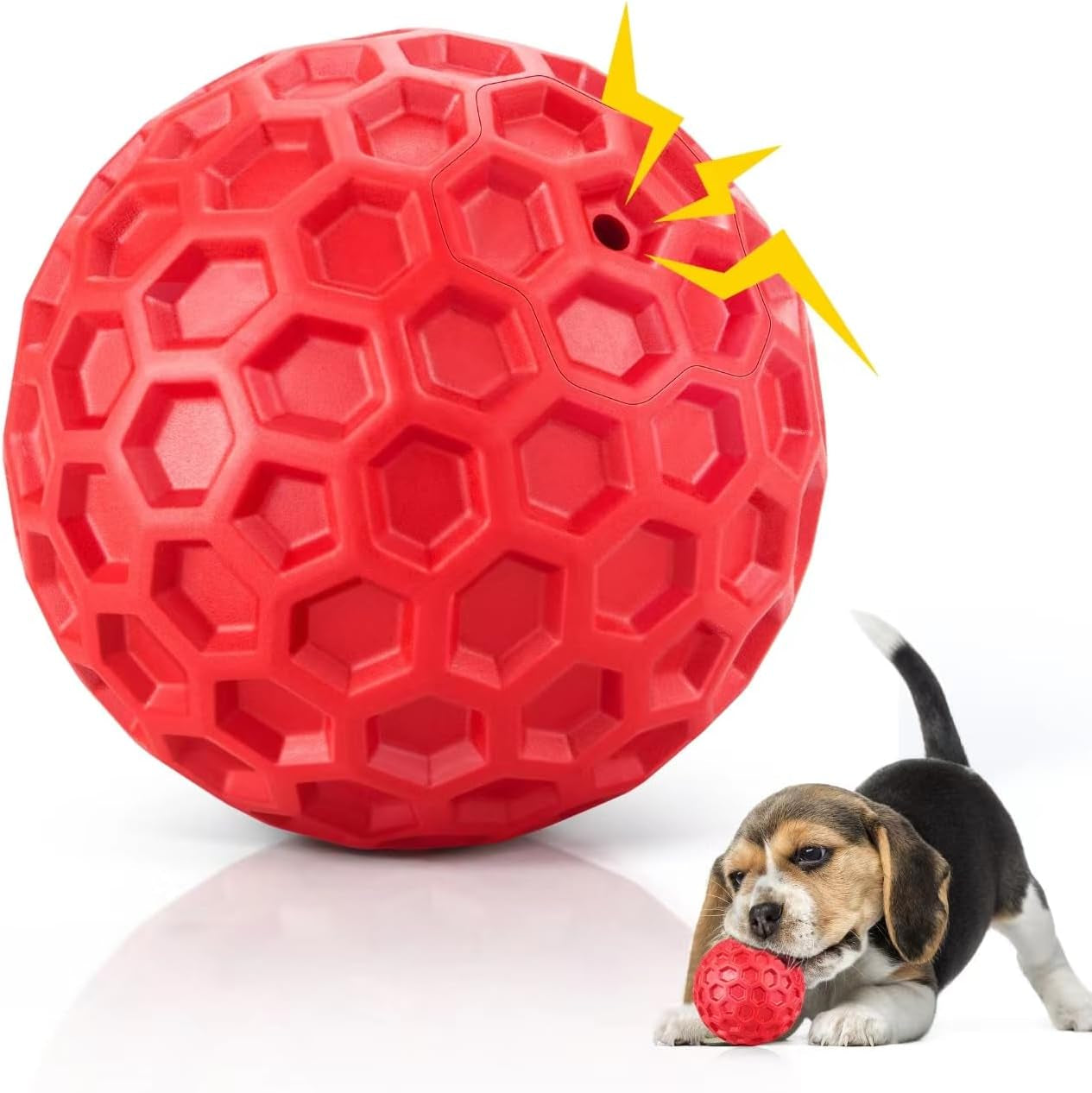 Indestructible Squeaky Dog Ball - Teeth Cleaning, Anxiety Relief, Waterproof Chew Toy for Large Breeds