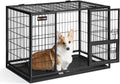 Feandrea XXL Heavy-Duty Metal Dog Crate – Large Dog Kennel with Removable Leak-Proof Tray, Strong & Durable Black Steel Construction