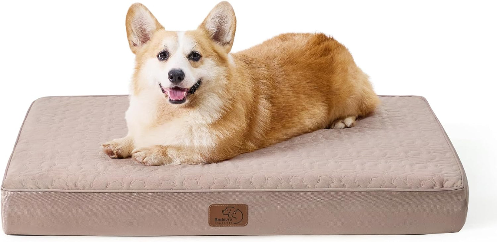 Bedsure Orthopedic Dog Bed - Memory Foam, 2-Layer, Washable Cover, Waterproof Lining, 36x27x3.5 Inch