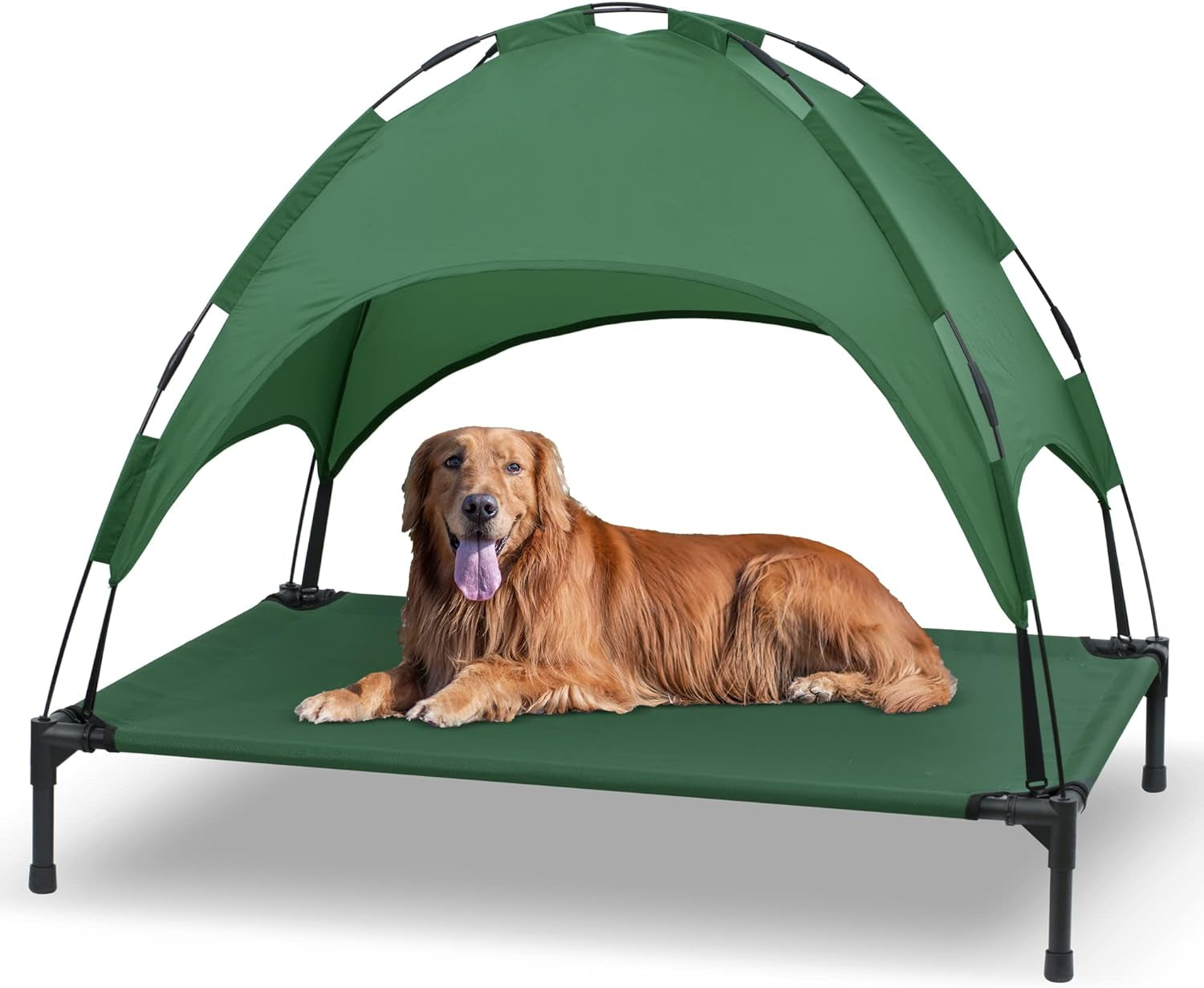 Heeyoo Outdoor Elevated Dog Bed with Canopy: Cooling, Portable Pet Cot for All Dog Sizes