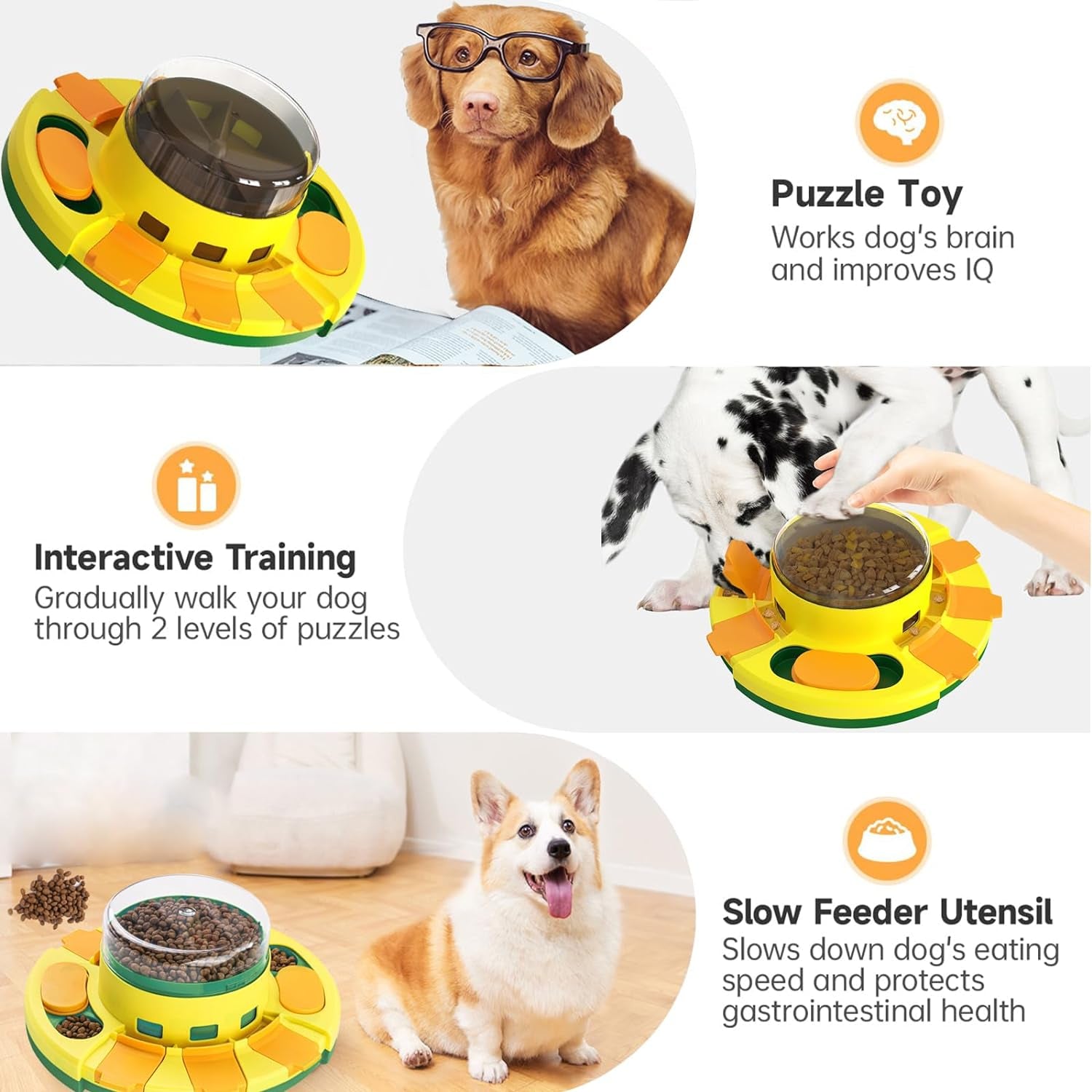 Interactive Slow Feeder Dog Puzzle Toys: 2-Level IQ Enhancing Treat Dispenser for All Breeds