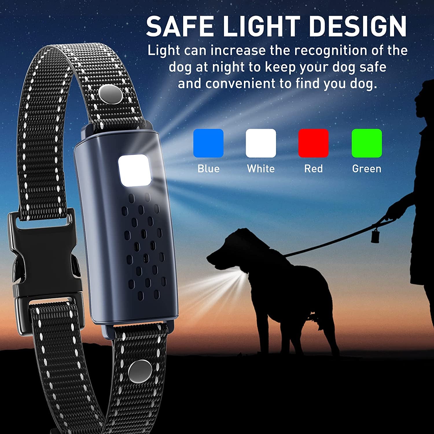 Dog Training Collar with Night Light, 4000Ft Range, Beep/Vibration/Shock, Keypad Lock