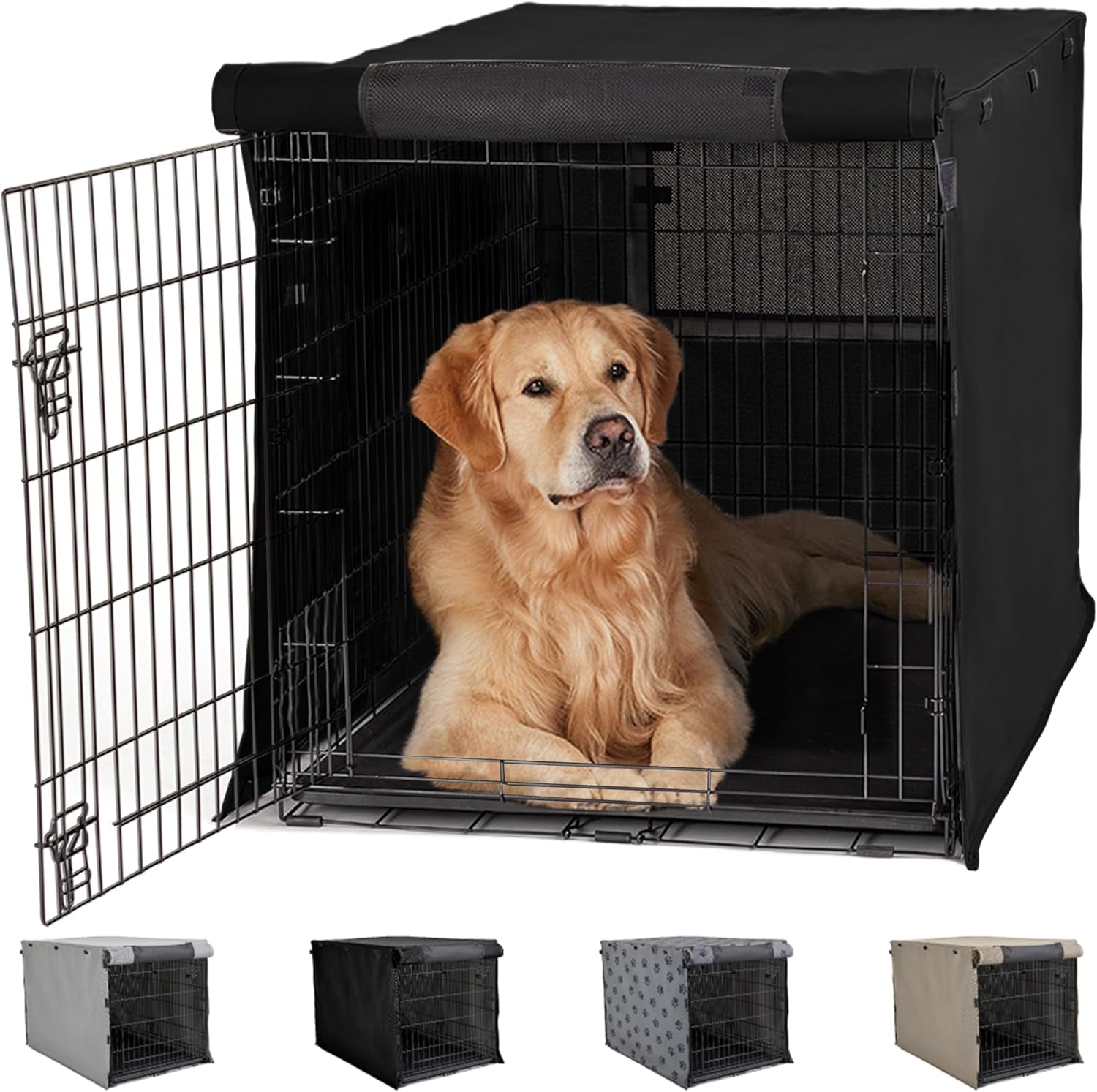 Gorilla Grip Heavy Duty Dog Crate Cover - Privacy Cover with Mesh Windows, Fits 30" Wire Crates, Washable, Paw Design