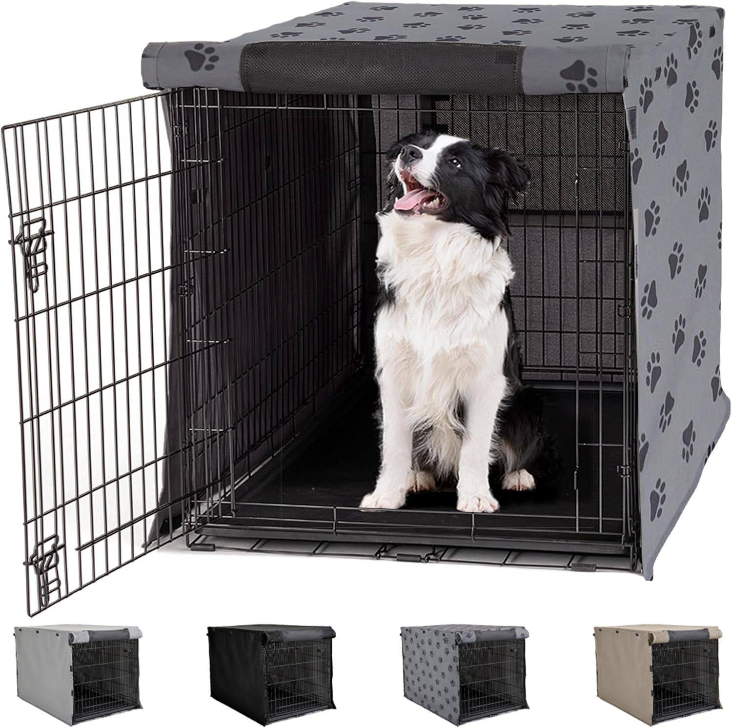 Gorilla Grip Heavy Duty Dog Crate Cover - Privacy Cover with Mesh Windows, Fits 30" Wire Crates, Washable, Paw Design