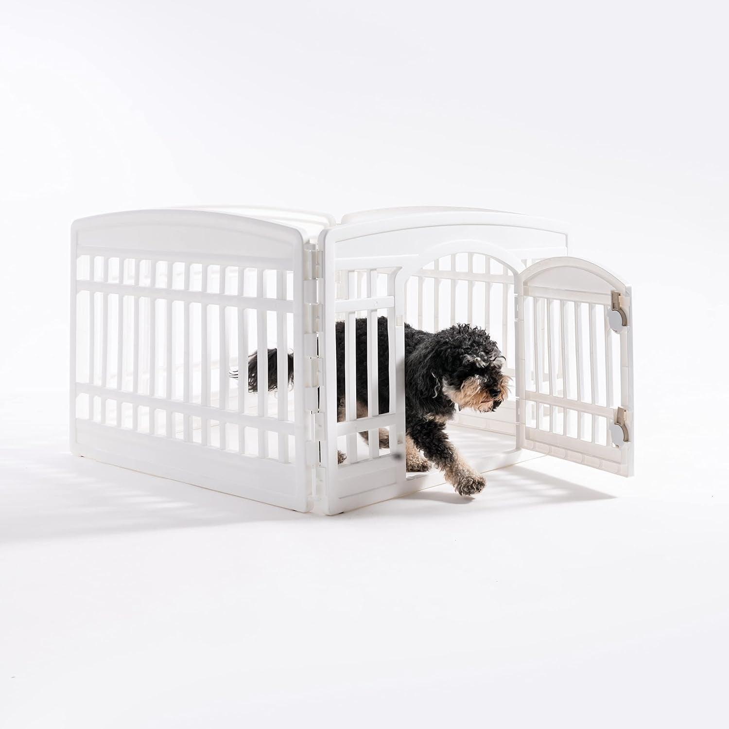IRIS USA 4-Panel Dog Playpen with Door – Foldable, Customizable Indoor/Outdoor Puppy Playpen, Easy to Assemble, Portable Pet Pen