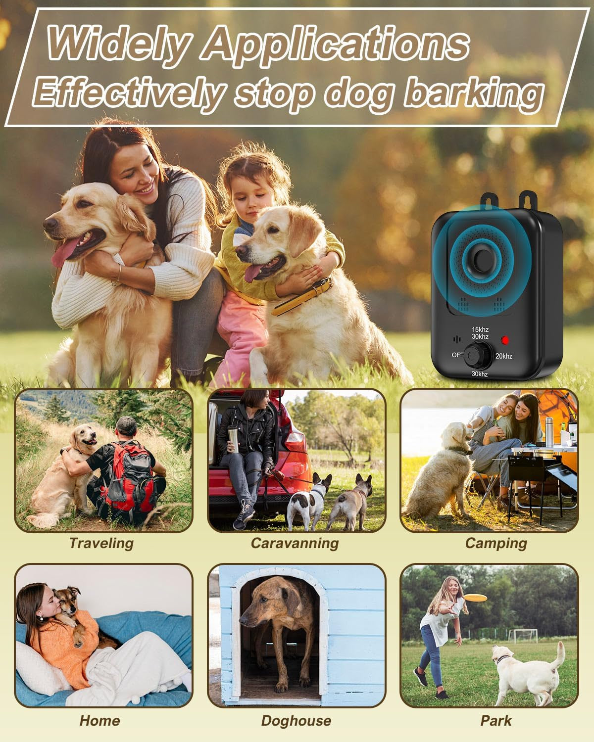 Rechargeable Ultrasonic Anti-Barking Device: 3 Modes, Effective Indoor & Outdoor Bark Control