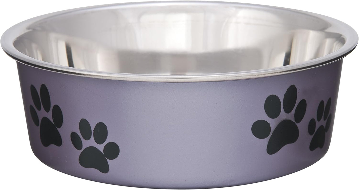 Loving Pets Bella Bowls: No-Tip Stainless Steel, Spill-Proof Pet Bowl, Medium, Blueberry Blue