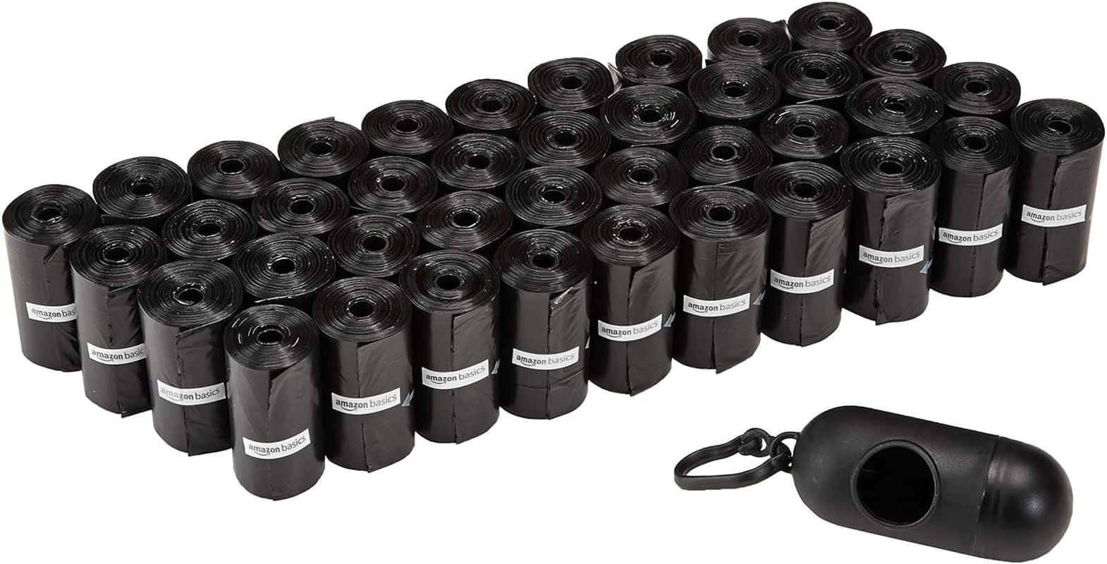 Amazon Basics Dog Poop Bags, 300 Count with Dispenser & Leash Clip, Unscented, 13" X 9"