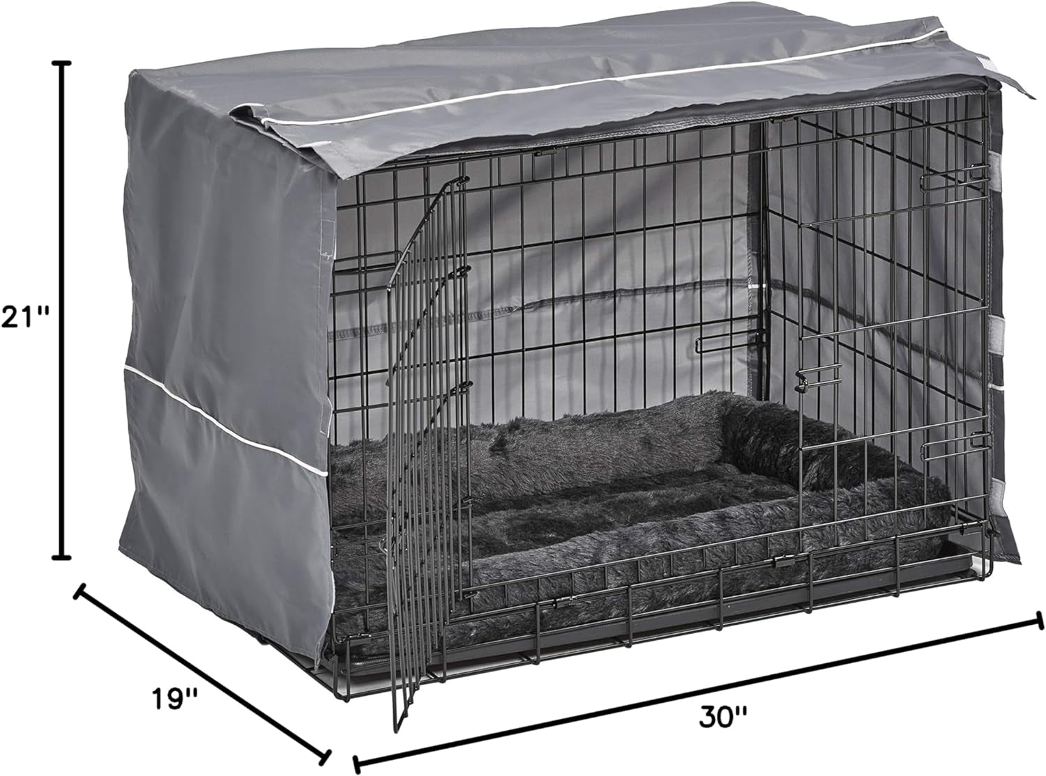 Midwest Double Door Dog Crate Kit – Includes Various Sized Dog Crate, Matching Gray Bed, Crate Cover, and Divider Panel, Durable & Easy to Clean