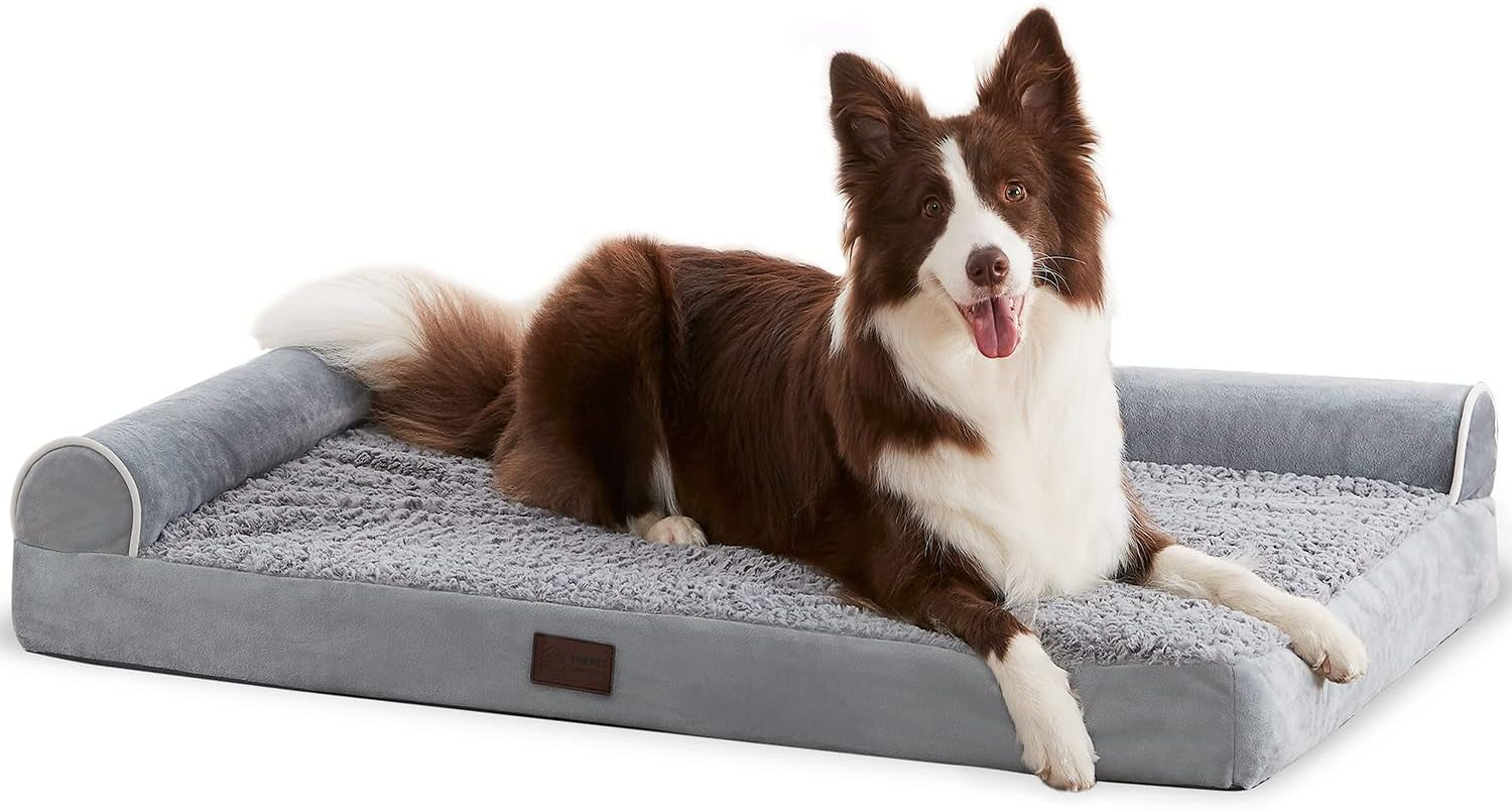 Orthopedic XL Dog Sofa Bed, Egg Foam, Bolster Cushion, Waterproof, Removable Cover