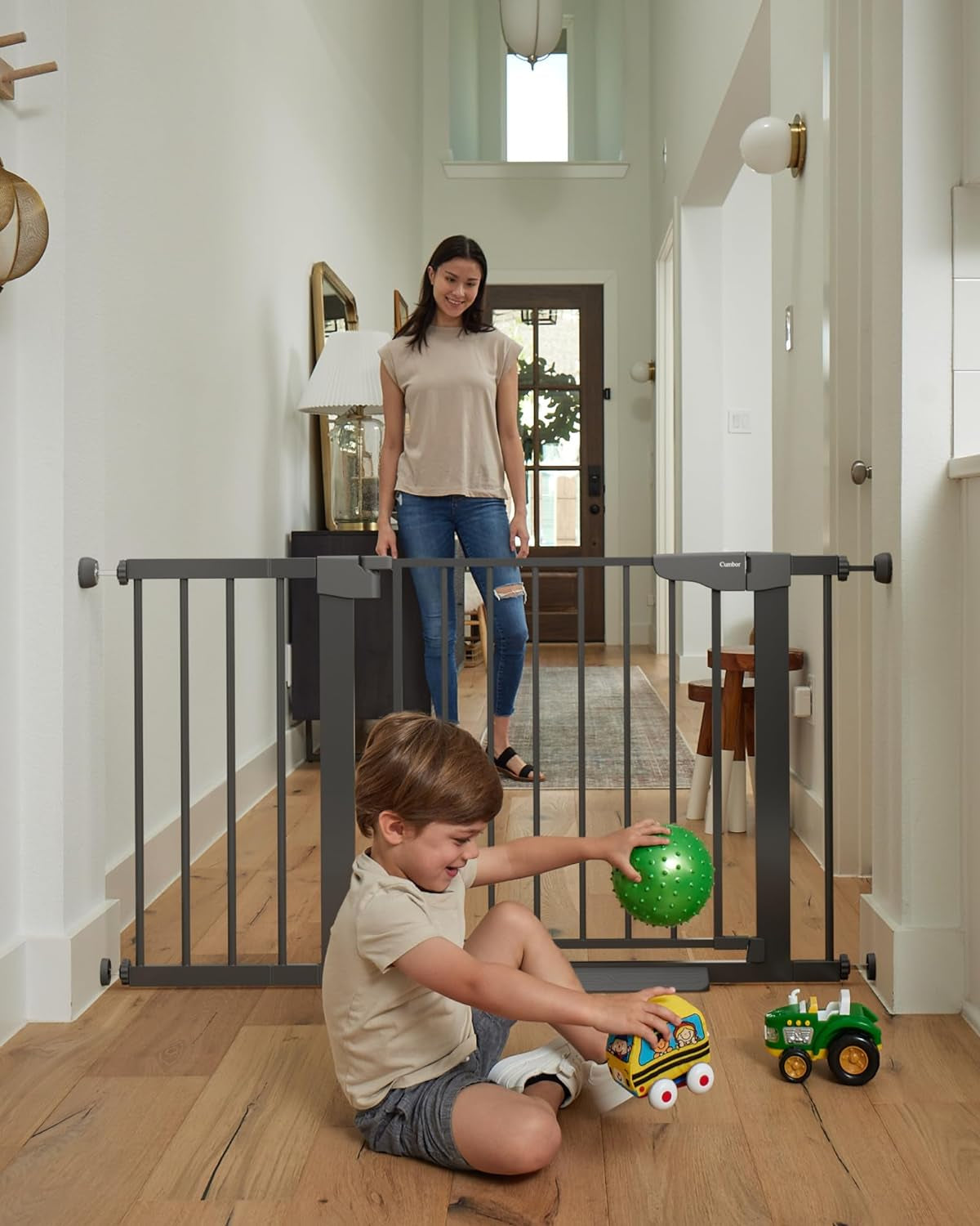 Auto-Close Dog Gate for Stairs & Doorways - Pressure-Mounted Pet Safety Gate, Easy Installation