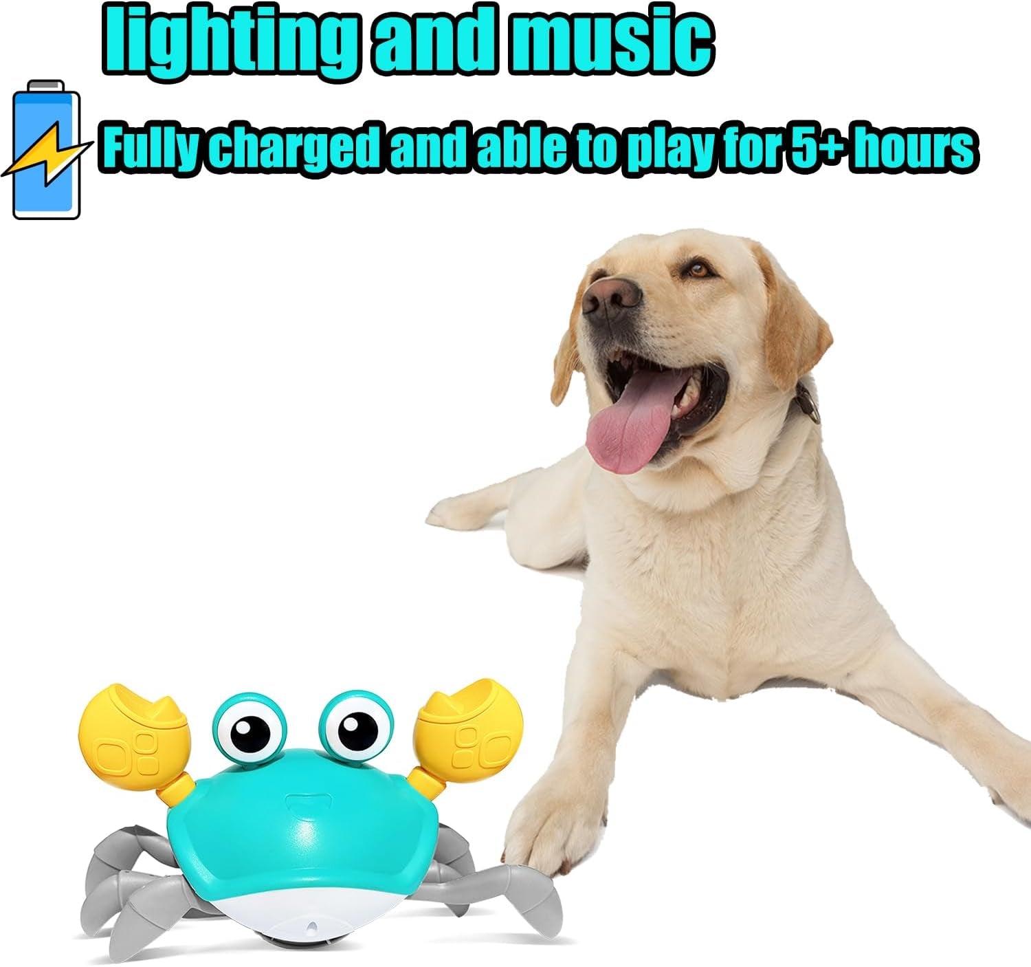 HONGID Interactive Crawling Crab Dog Toy – Escaping Toy with Obstacle Sensor, Lights & Sounds