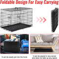 FDW Folding Metal Dog Crate with Double Door, Divider Panel & Leak-Proof Tray - Portable Kennel for Large Dogs,