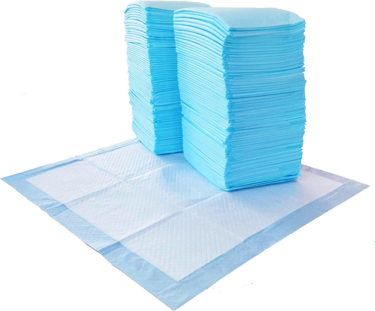 Leak-Proof Puppy Pee Pads with 5-Layer Quick-Dry Surface – Standard Absorbency Potty Training Pads, Various Quantities in Blue & White