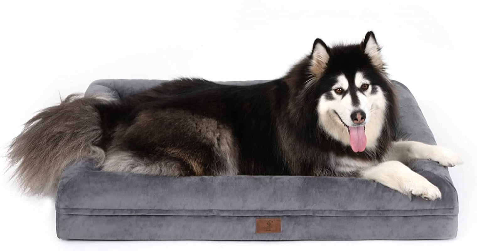 XL Orthopedic Dog Bed: Waterproof, Washable, Grey, Ideal for Large Dogs