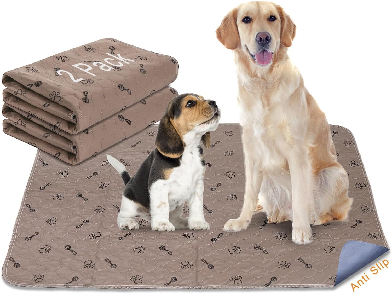Peepeego 2-Pack Washable Dog Pads - Absorbent, Non-Slip, Reusable Puppy Pads with Free Comb