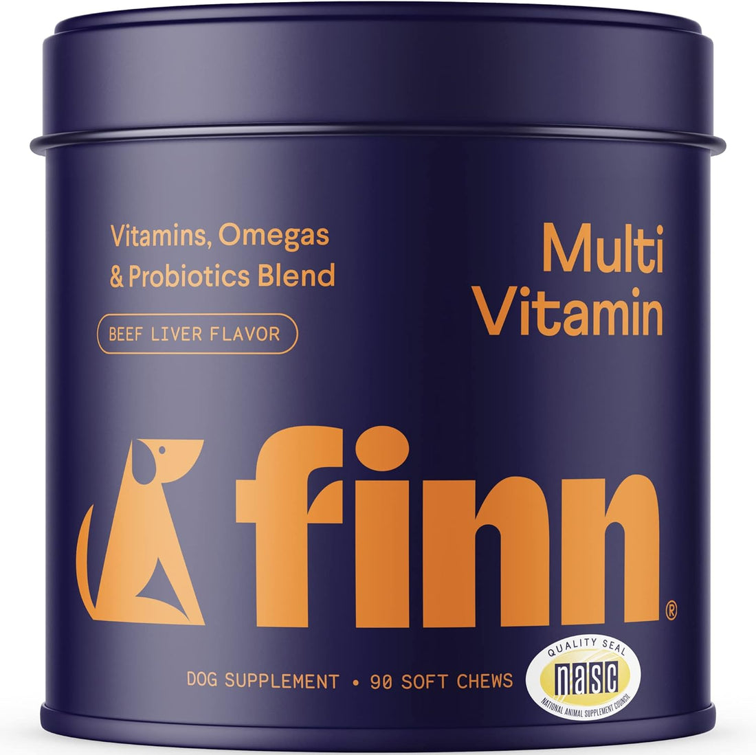 Finn All-In-1 Dog Multivitamin – Daily Soft Chews with Probiotics, Omega-3s, Glucosamine for Gut, Joint, Immune & Heart Health, 90 Chews