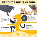 Cooling Outdoor Elevated Dog Bed: Raised Cot for Large Dogs up to 85 Lbs, Waterproof, Black