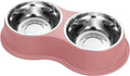 Double Dog Bowls - Stainless Steel, Non-Slip Resin Station, for Puppies, Medium Dogs