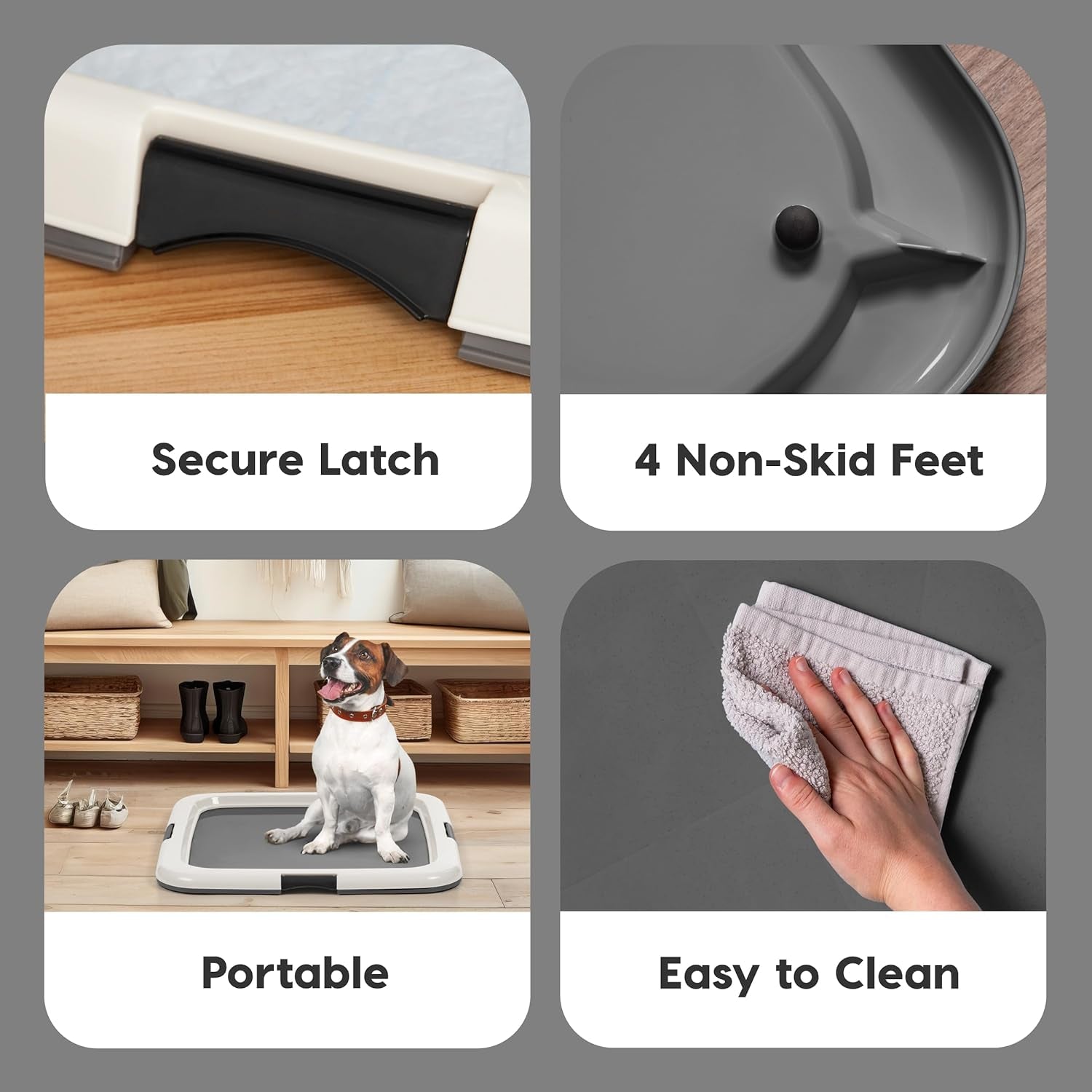 IRIS USA Pee Pad Holder – Non-Skid Leak Protection Tray, Secured Latches, Easy Clean Finish, Fits 20"x20" Pads