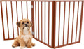 Multi-Panel Foldable Wood Dog Gate - Freestanding Indoor Pet Fence, Retractable Gate for Stairs & Doorways
