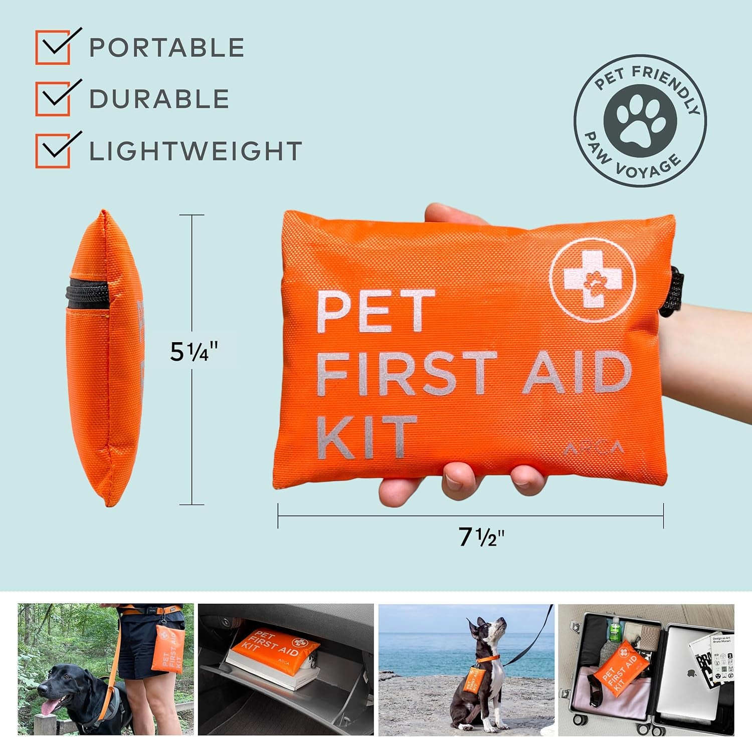 Dog First Aid Kit – Water-Resistant Emergency Travel Kit for Dogs, High-Visibility Reflective Pouch, Essential for Hiking, Camping, Backpacking, Hunting