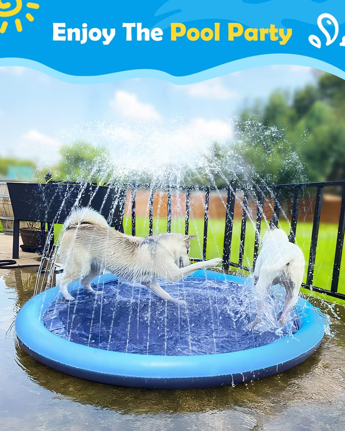 Peteast 67" Anti-Slip Dog Splash Pad, BPA-Free, 0.58mm Thick - Blue