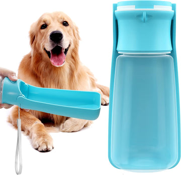 Portable Dog Water Bottle 19 OZ: Blue, for Walking, Small to Large Dogs