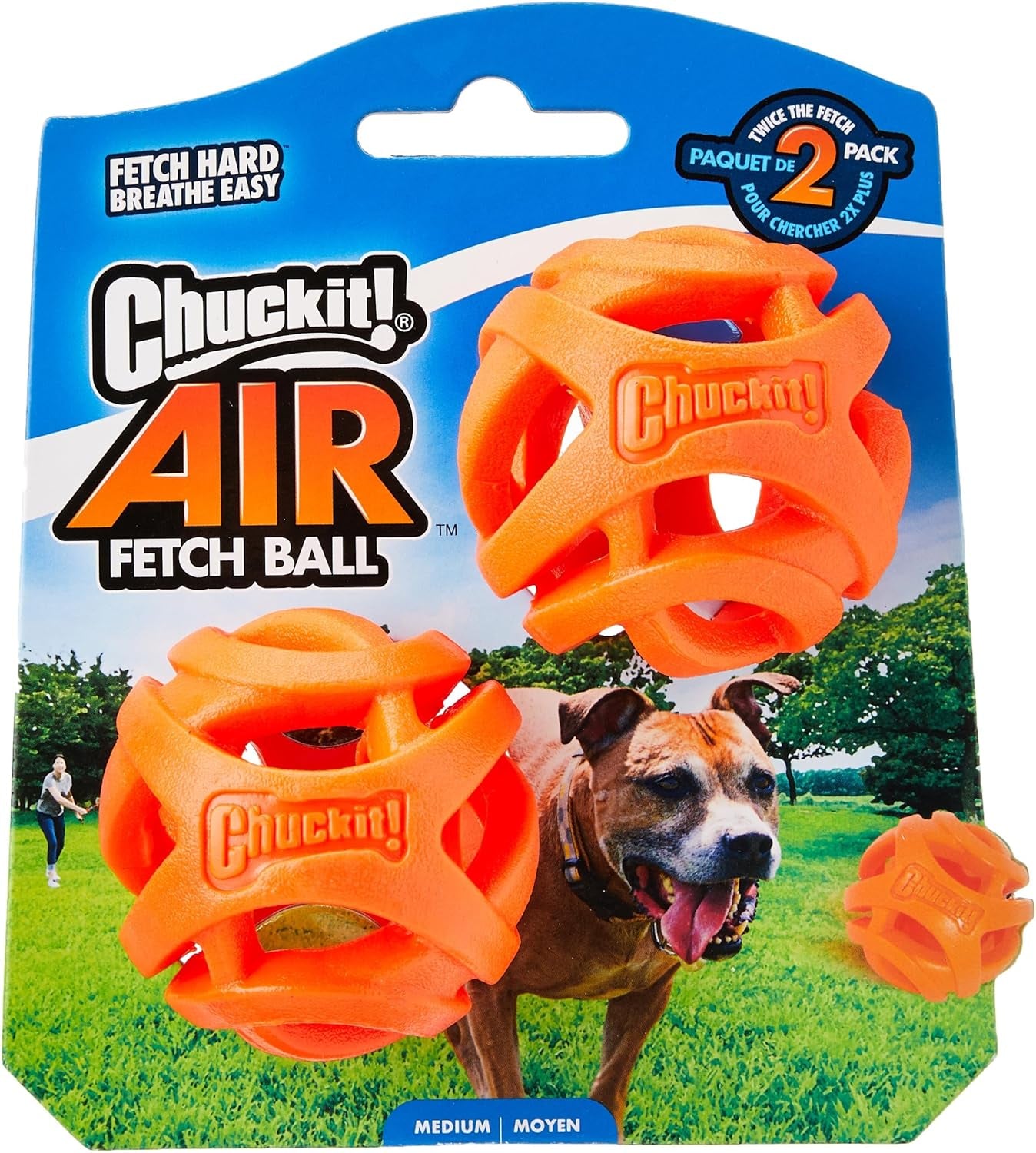 Chuckit! Air Fetch Ball Medium 2-Pack: Durable Rubber for Dogs 20-60 Lbs