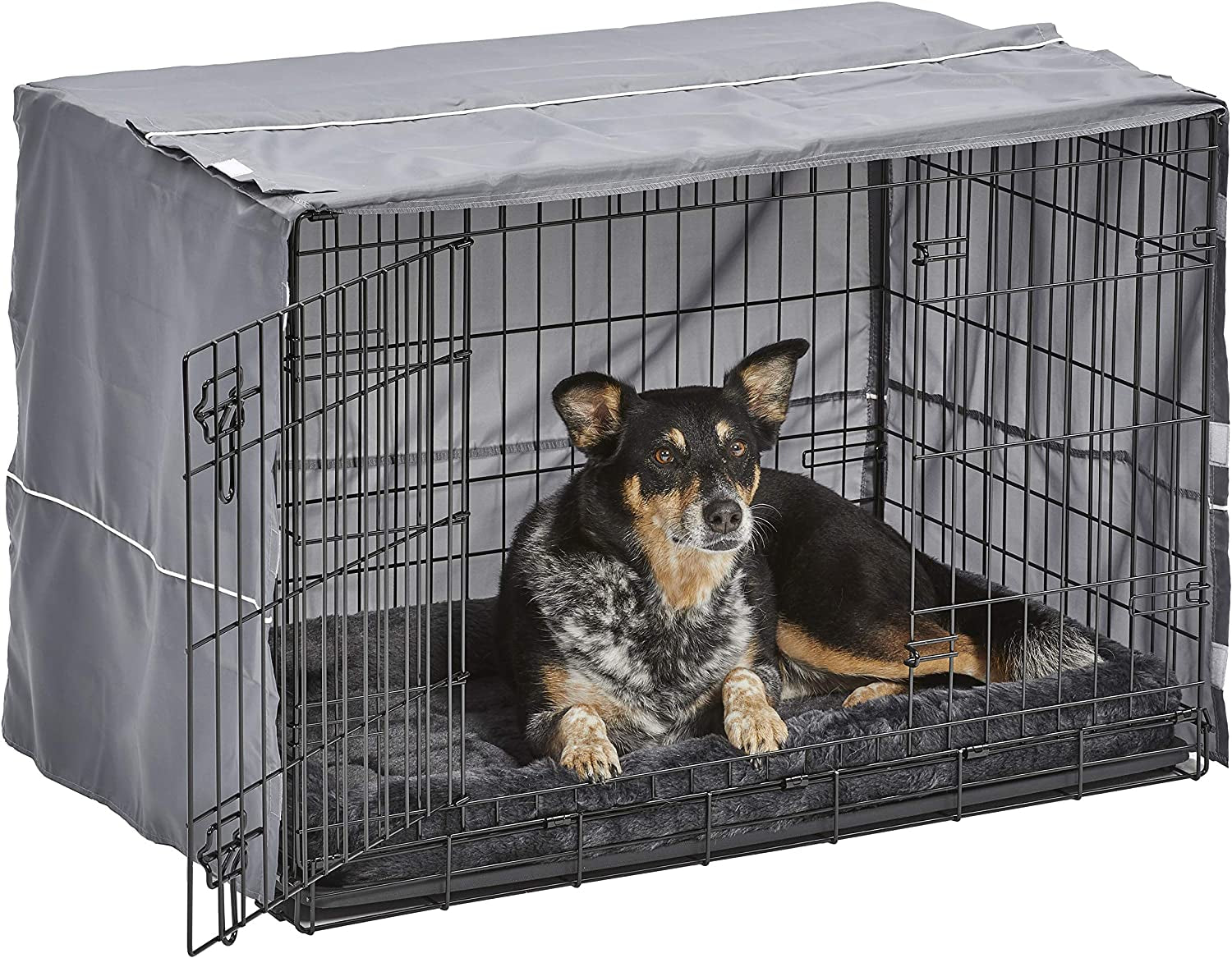 New World 30-Inch Dog Crate Comfort Kit - Matching Dog Bed & Crate Cover - Fits Midwest & New World Crates, Gray