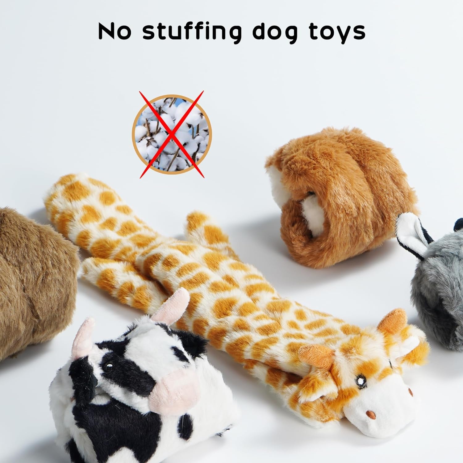 Nocciola 5-Pack Crinkle Squeaky Dog Toys, Durable Plush, No Stuffing