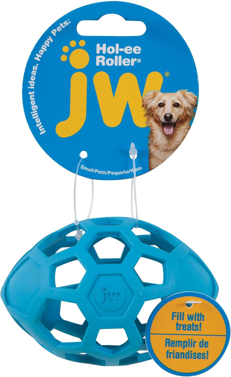 JW Pet Hol-Ee Roller, Puzzle Ball Dog Toy, Natural Rubber, Large, 5.5 Inch Diameter