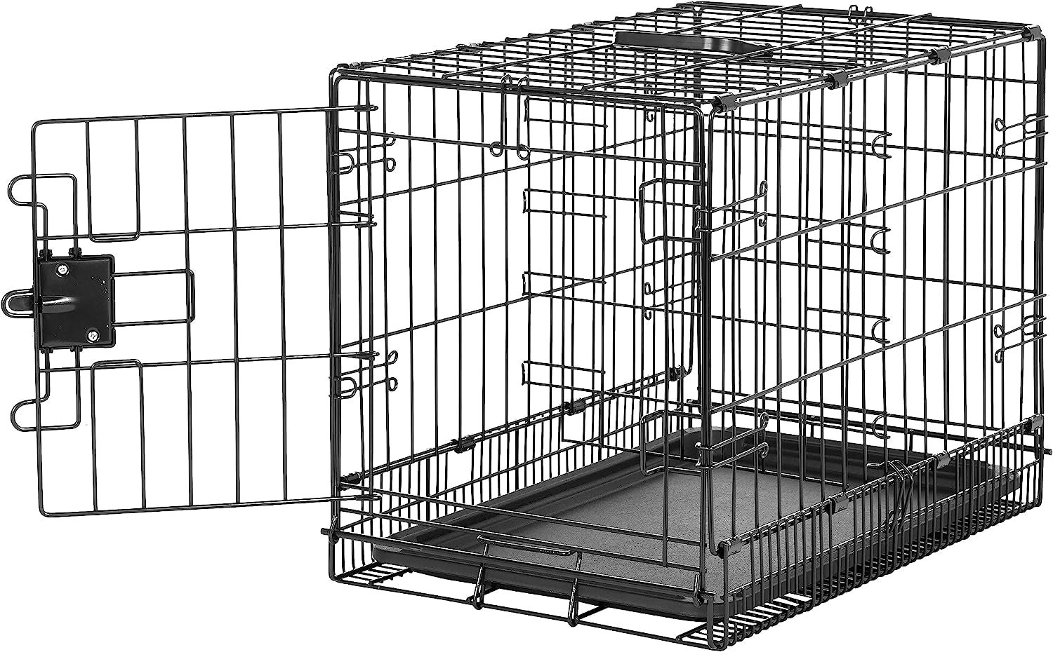 24-Inch Foldable Metal Dog Crate with Tray - Durable Single Door Wire Kennel from Amazon Basics, Black