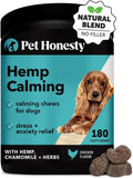 Pet Honesty Hemp Calming Chews for Dogs - Max Strength Anxiety Relief with Hemp, Valerian Root & Melatonin