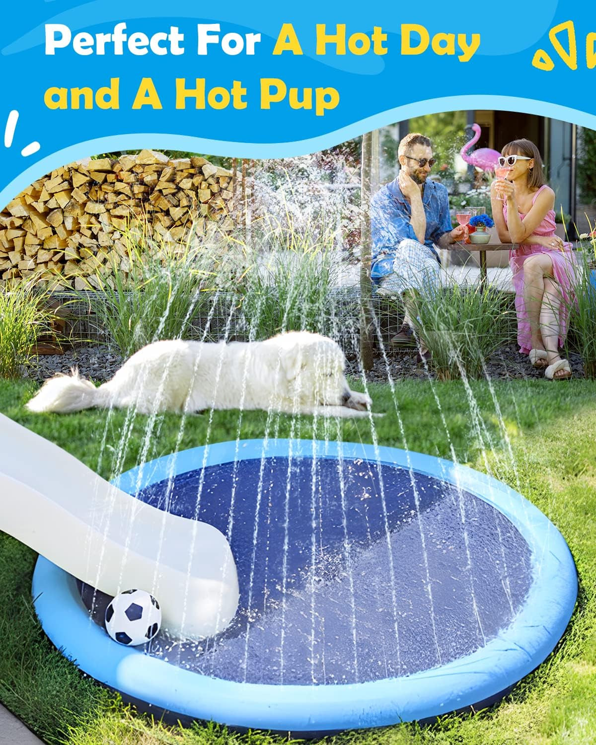 Peteast 67" Anti-Slip Dog Splash Pad, BPA-Free, 0.58mm Thick - Blue