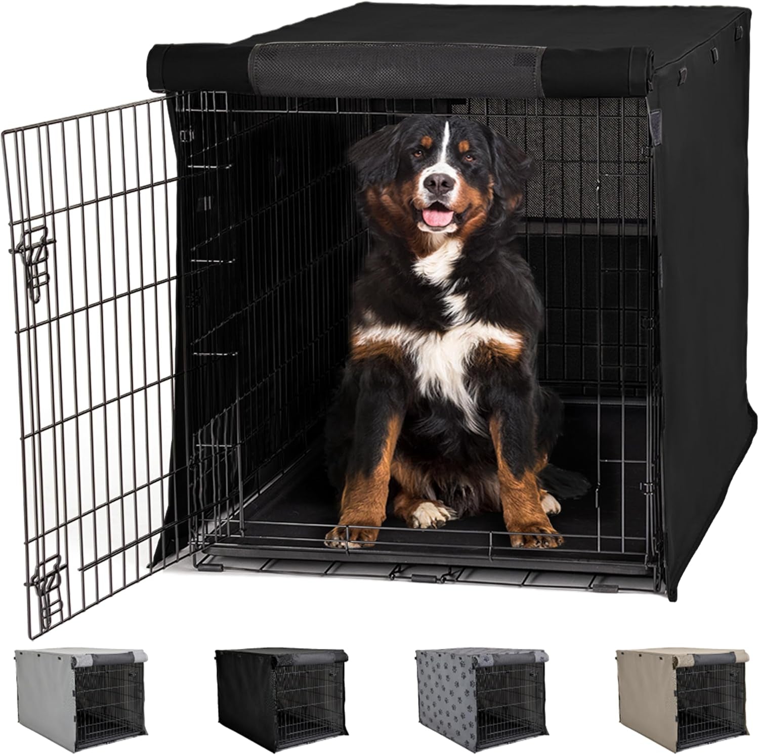 Gorilla Grip Heavy Duty Dog Crate Cover - Privacy Cover with Mesh Windows, Fits 30" Wire Crates, Washable, Paw Design