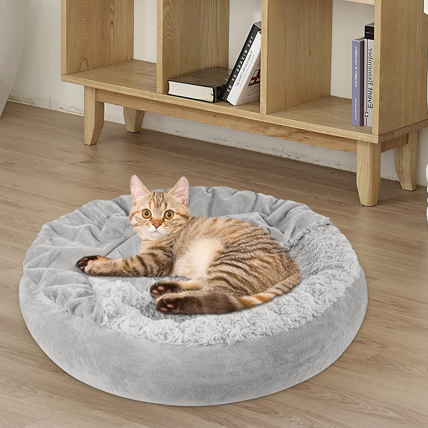 JoeJoy 23" Deluxe Hooded Dog & Cat Bed: Anti-Slip, Anti-Anxiety Donut Cuddler, Machine Washable