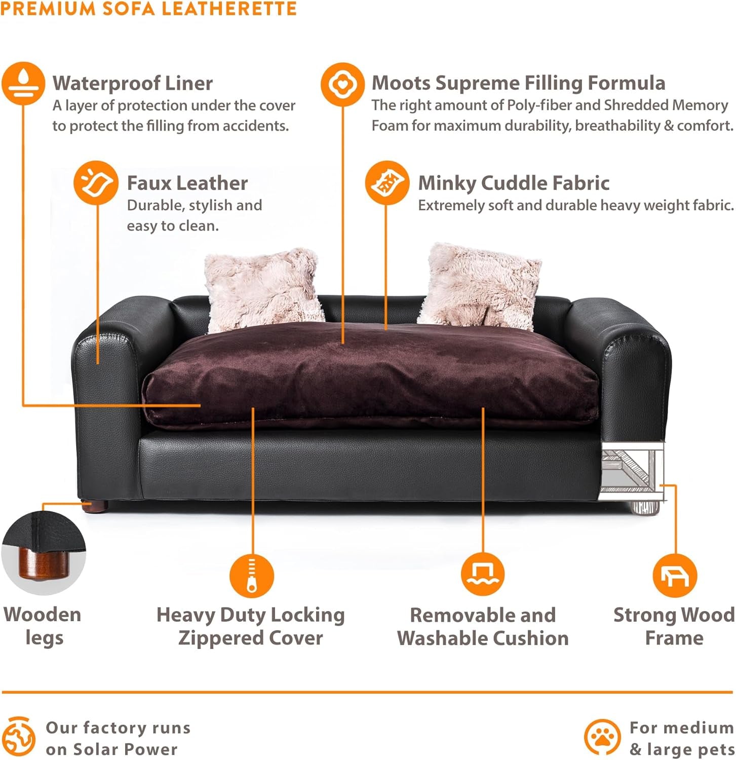 Premium Leatherette Pet Sofa – Various Colors, Comfortable and Stylish Dog Bed, Perfect for Home Furniture Integration